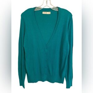 New Faded Glory Teal Button-up V-neck Cardigan Size XL